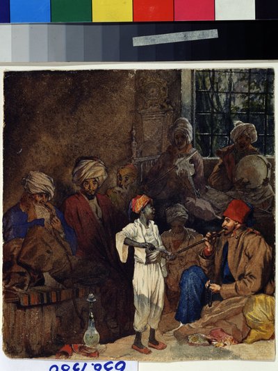 ""Et vertshus i Izmir i Tyrkia"" (Kaffehus i Smyrna) Akvarell av Grigori Gagarin (Gagarin) (1810-1893) 1835 State A. Pushkin Museum of Fine Arts Moskva av Grigori Grigorevich Gagarin
