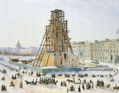 Alexandersøylen i stillaser, 1833. av Grigori Grigorievich Gagarin