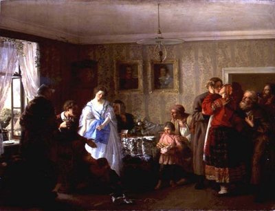 Gratulerer til de nygifte i grunneierens hus av Grigori Grigorievich Mjasoedov