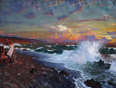 Solnedgang. Sjøkysten, tidlig på 1900-tallet. av Grigori Mikhailovich Bobrovsky