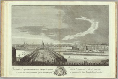 Nevsky Prospekt med Admiralty View Book til 50-årsjubileet for grunnleggelsen av St. Petersburg, 1753 av Grigory Anikeevich Kachalov