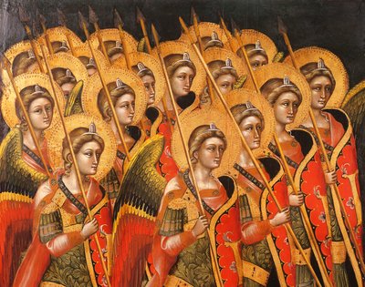 Bevæpnet band av engler, av Guariento (aktiv 1338-død i 1367 eller 1370), detalj av Guariento di Arpo