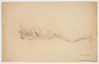 Studie av en gipsavstøpning fra Pompeii. Løgnende mann av Gudrun Traustedt