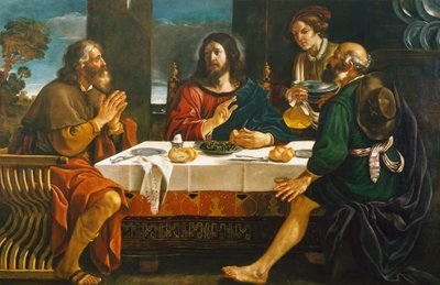 Nattverd i Emmaus, av Giovanni Francesco Barbieri, kjent som Guercino (1591-1666), olje på lerret av Guercino