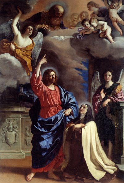 Kristus viser seg for den hellige Therese Maleri av Giovanni Francesco Barbieri dit Il Guercino (The Guerchin av Guercino