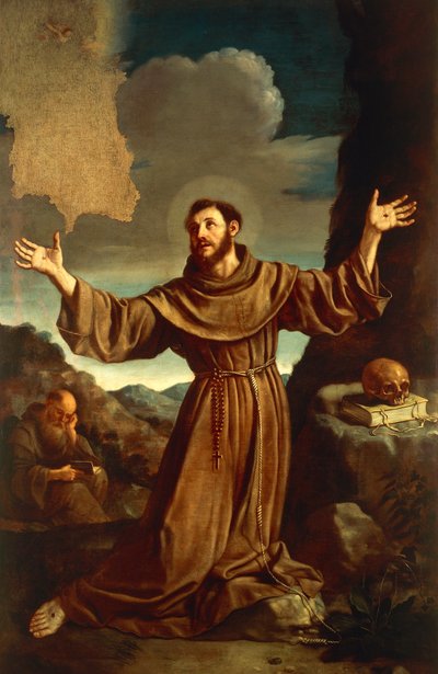 St. Frans av Assisi mottar Stigmata (olje på lerret) av Guercino
