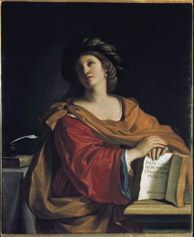 The Samian Sibyl (av Samos) - Olje på lerret av Guercino