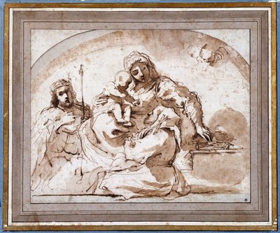 Jomfruen har barn med Saint Louis og Saint Francois av Guercino
