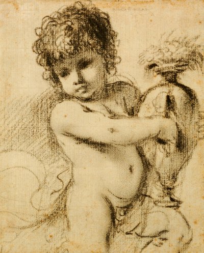 En Putto med en vase av Guercino