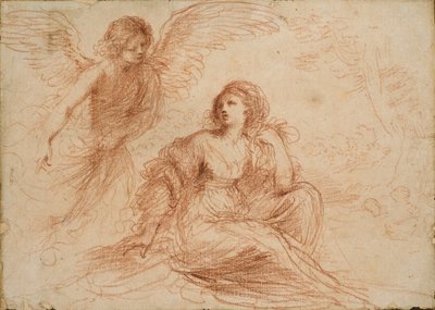 En engel viser seg for Hagar og Ismael, ca 1653 av Guercino