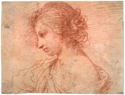 Brystportrett av en ung kvinne, 1600-tallet av Guercino