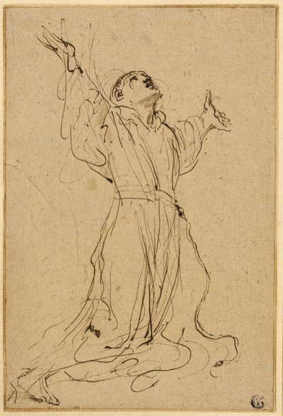 Studie for Saint Francis mottar Stigmata av Guercino