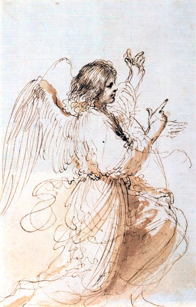 Studie av en engel, c1611-1666 av Guercino