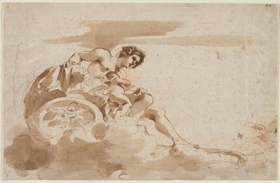 Venus og Amor i en vogn av Guercino