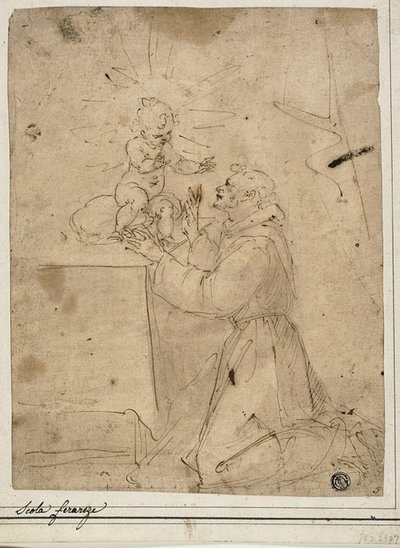 Den hellige Antonius av Padua som tilber Kristusbarnet av Guglielmo Caccia