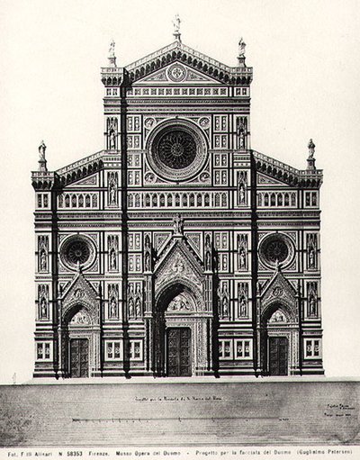 Design for fasaden til Santa Maria del Fiore eller Duomo i Firenze av Guglielmo Petersen