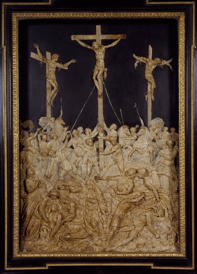Korsfestelse, tilskrevet Guglielmo della Porta (1515-1577), voksrelieff, Italia av Guglielmo della Porta