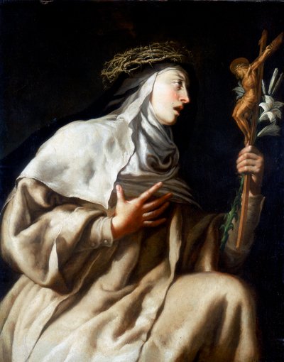 St Teresa av Avila før korset, c1621-1663 av Guido Cagnacci