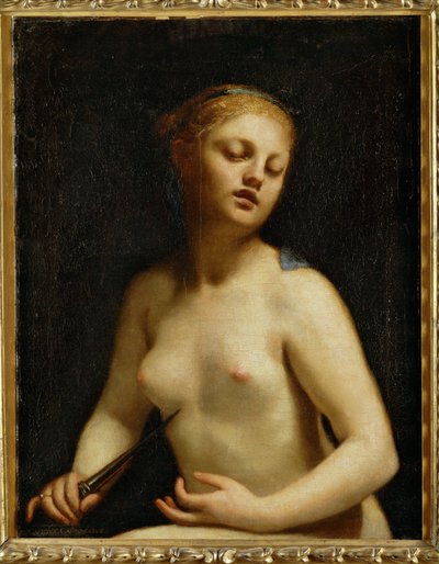 Lucretias død (maleri på lerret) av Guido Cagnacci