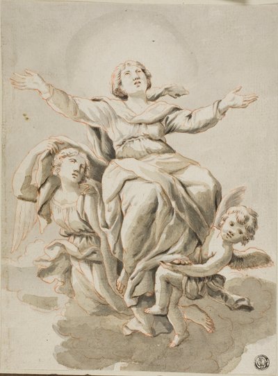 Antagelse (recto) Portretthoder, forskjellige skisser (verso) av Guido Canlassi