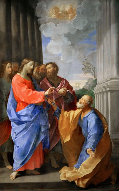 Kristus gir nøklene til Peter, ca. 1620. av Guido Reni
