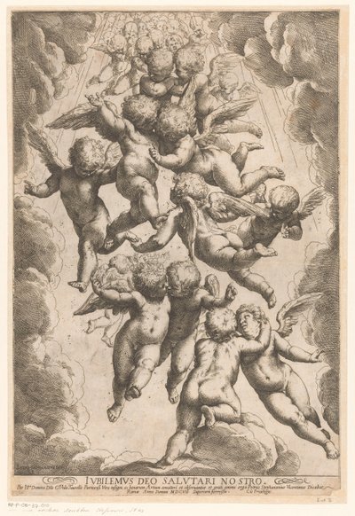 Engelen i ære La oss glede oss i Gud vår Frelser (tittel på objekt) av Guido Reni