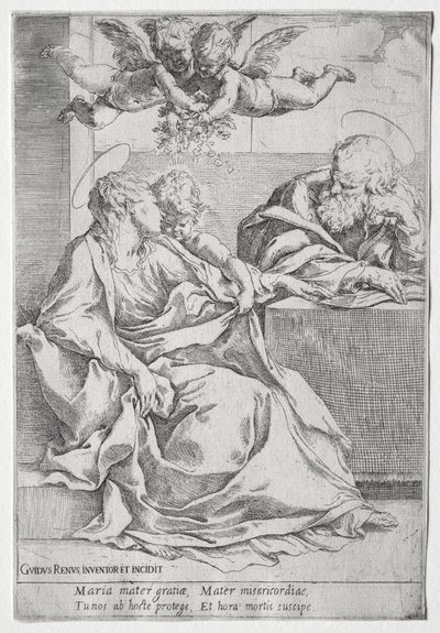Den hellige familie med to engler av Guido Reni