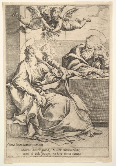 Den hellige familie med to engler. av Guido Reni