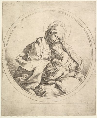 Madonnaen og barnet i runden. av Guido Reni