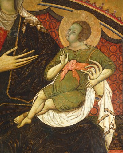 The Child Jesus, detalj fra Majestet av Guido da Siena (ca 1230-ca 1290) Hall of Pillars, Palazzo Pubblico (rådhuset), Siena av Guido da Siena