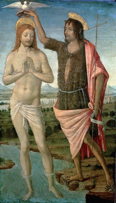 The Baptism of Christ, 1486 (tempera på panel) av Guidoccio di Giovanno Cozzarelli