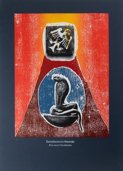 Prolog, Thus Spoke Zarathustra, 2022 (tresnitt og silketrykk) av Guilherme Pontes
