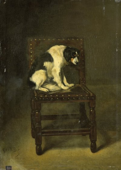 En hund på en stol av Guillaume Anne van der Brugghen