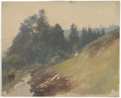 Fjellskråning med furu av Guillaume Anne van der Brugghen