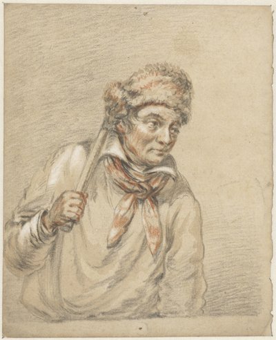 Mann med pelshatt på hodet av Guillaume Anne van der Brugghen