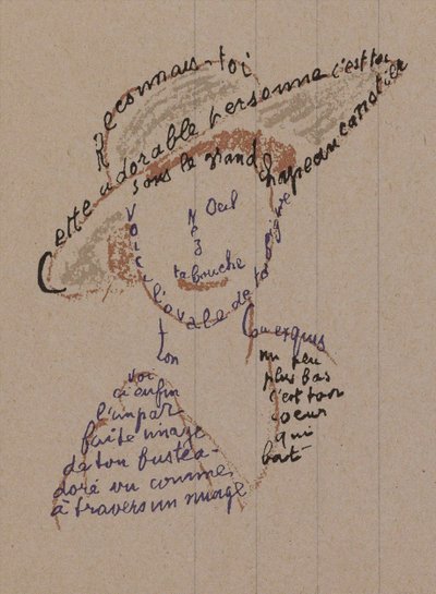 Kalligram «Gjenkjenn deg selv» for Coco Chanel, ca. 1918 av Guillaume Apollinaire