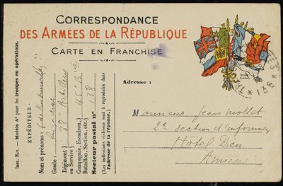 Postkort til Jean Mollet, 1915 av Guillaume Apollinaire