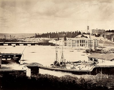 Havneområdet i Konstantinopel med verftet, i Tyrkia av Guillaume Berggren