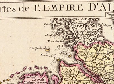 Detalj av Helgoland fra et kart over det tyske riket, 1730 av Guillaume Delisle