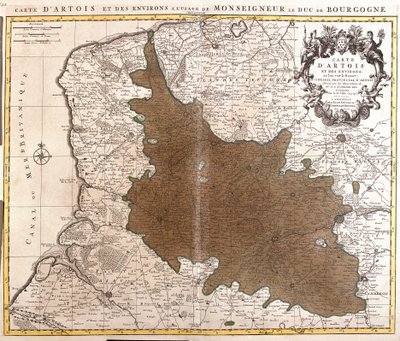 Kart over Artois (Pas de Calais, Frankrike) (radering av Guillaume Delisle