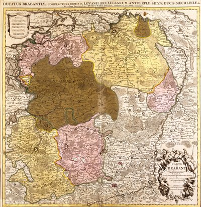 Kart over Brabant (Belgia og Nederland)(etsing av Guillaume Delisle