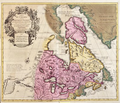 Kart over Canada og Grønland (radering av Guillaume Delisle