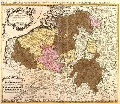 Kart over det katolske Nederland (Belgia og Luxembourg) (radering av Guillaume Delisle