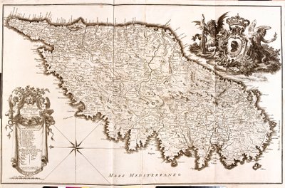 Kart over Korsika (Frankrike) (radering av Guillaume Delisle