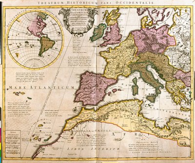 Kart over Europa og Nord-Afrikas kyster (etsing av Guillaume Delisle
