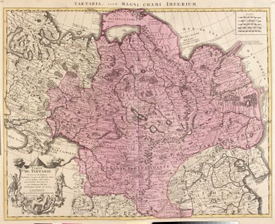 Kart over Tartaria (Sentral-Asia, Sibir, Turkestan, Mongolia og Manchuria) (radering av Guillaume Delisle