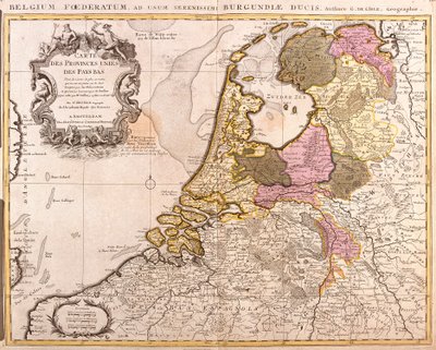 Kart over De forente provinser i Nederland (etsing av Guillaume Delisle