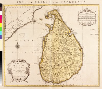 Kart over øya Ceylon (Sri Lanka) (radering av Guillaume Delisle