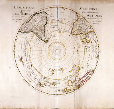 Utsikt over den sørlige (antarktiske) polatlasen av Guillaume Delisle (1675-1726), geograf av Guillaume Delisle