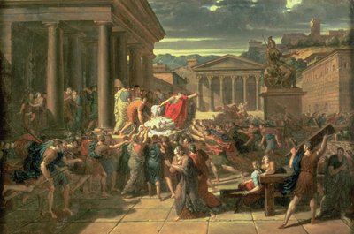 Cæsars død (100-44 f.Kr.) (olje på papir) av Guillaume Guillon Lethière